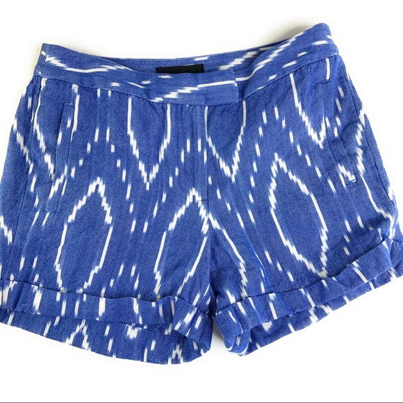 JCrew Blue Shibori Ikat Rolled Hem Shorts - Picture 2 of 8
